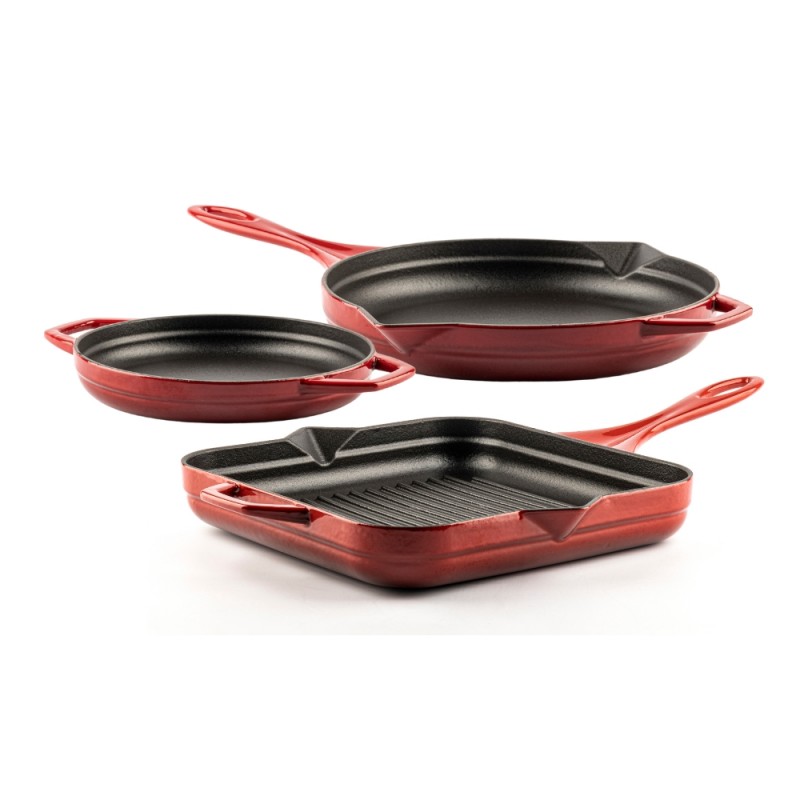 Cast iron pan set of 3 parts Hosse, Rubin - Cast iron pan set