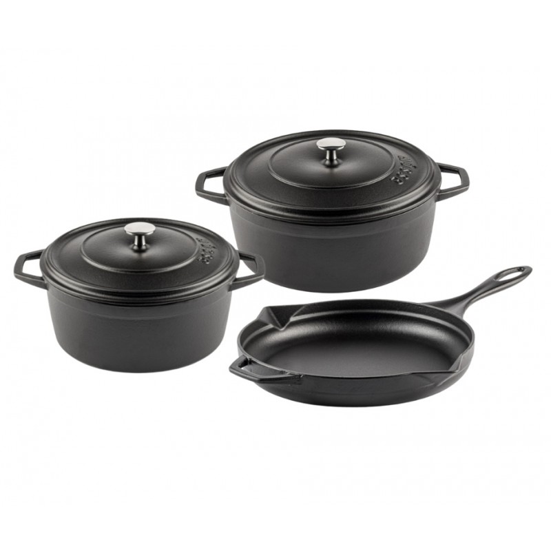 Cast iron pan set of 3 parts Hosse, Black Onyx - Cast iron pan set