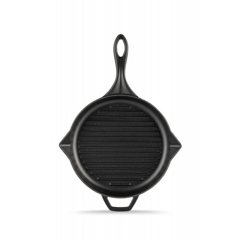Enameled cast iron grill pan Hosse, Black Onyx, Ф24cm - Cast iron pan
