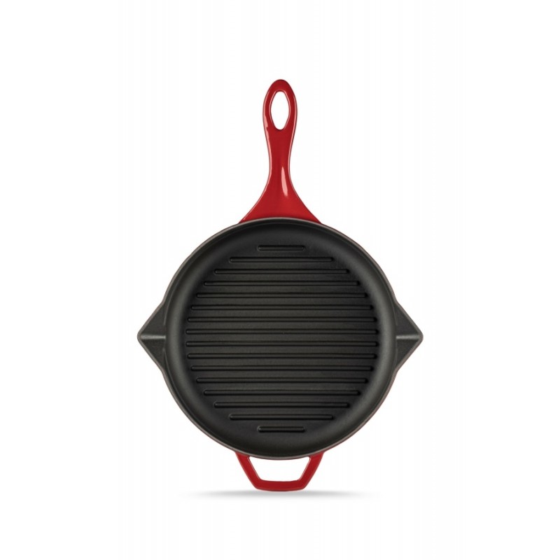 Enameled cast iron grill pan Hosse, Rubin, Ф24cm - Cast iron pan
