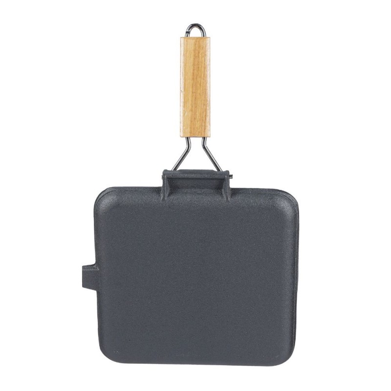 Cast iron grill pan with foldable wooden handle, 24x24 cm | Cast iron grill pan Cast iron grill pan with foldable wooden handle, 24x24 cm | Cast iron grill pan | Cast iron pan |