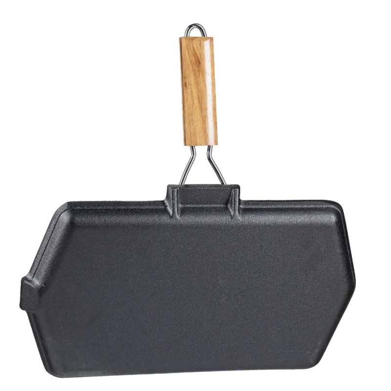 Cast iron grill pan with foldable wooden handle, 35x21 cm | Cast iron grill pan Cast iron grill pan with foldable wooden handle, 35x21 cm | Cast iron grill pan | Cast iron pan |