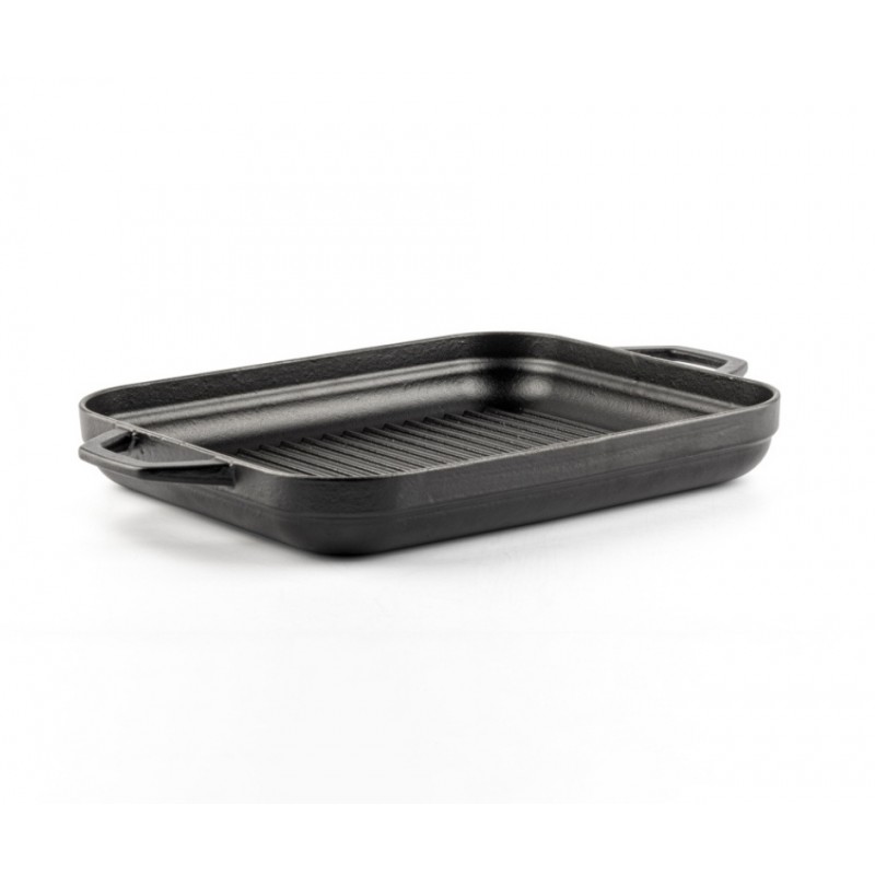 Rectangular Cast Iron Grill Pan with two handles Hosse, 26x32cm - Black cast iron cookware