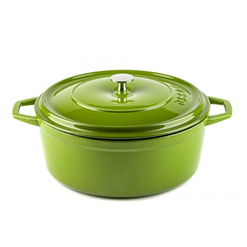 Cast iron deep pot Hosse, Bamboo, Ф28 - Green cast iron cookware