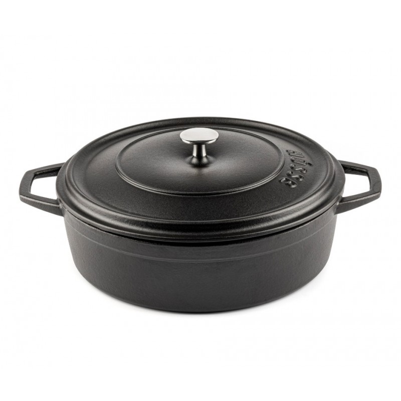 Cast iron shallow pot Hosse, Black Onyx, Ф28 - Black cast iron cookware