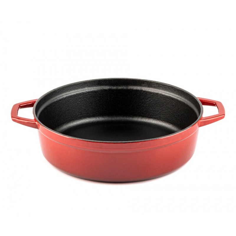 Cast iron shallow pot Hosse, Rubin, Ф28 - Red cast iron cookware