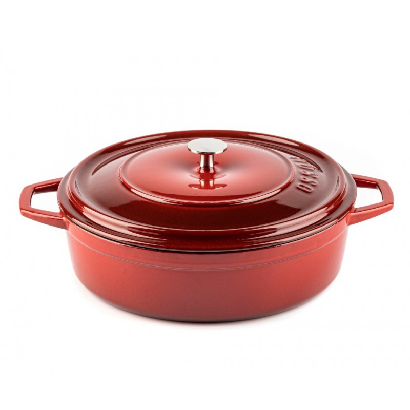 Cast iron shallow pot Hosse, Rubin, Ф28 - Red cast iron cookware