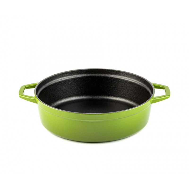 Cast iron shallow pot Hosse, Bamboo, Ф26 - Green cast iron cookware