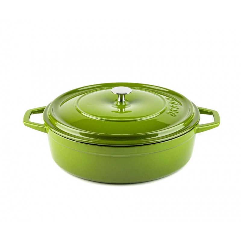 Cast iron shallow pot Hosse, Bamboo, Ф26 - Green cast iron cookware