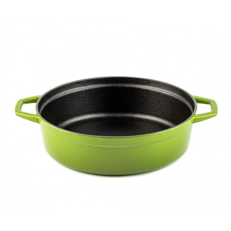 Cast iron shallow pot Hosse, Bamboo, Ф28 - Green cast iron cookware