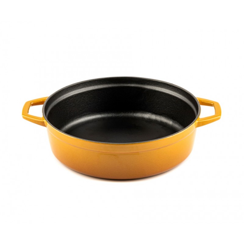 Cast iron shallow pot Hosse, Dijon, Ф26 - Yellow cast iron cookware