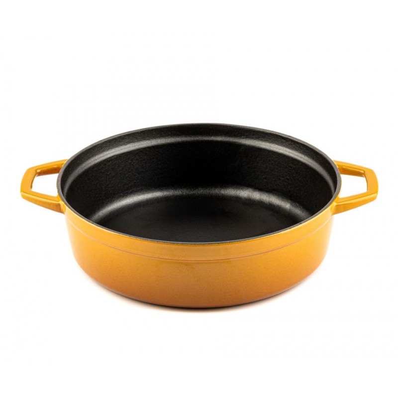 Cast iron shallow pot Hosse, Dijon, Ф28 - Yellow cast iron cookware