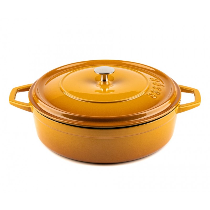 Cast iron shallow pot Hosse, Dijon, Ф28 - Yellow cast iron cookware