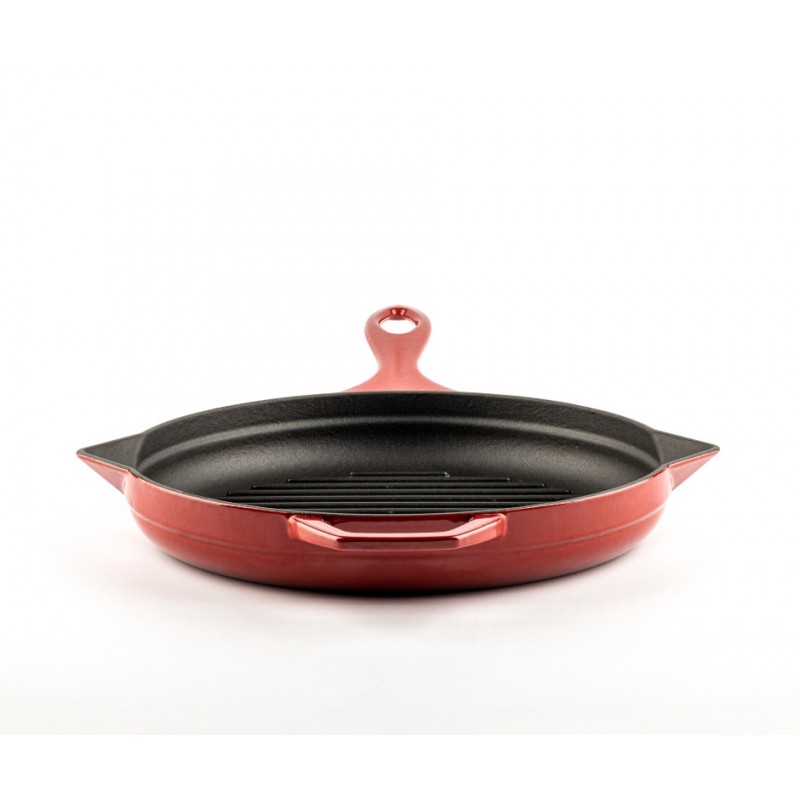 Enameled cast iron grill pan Hosse, Rubin, Ф28cm | Cast iron grill pan | Cast iron pan |