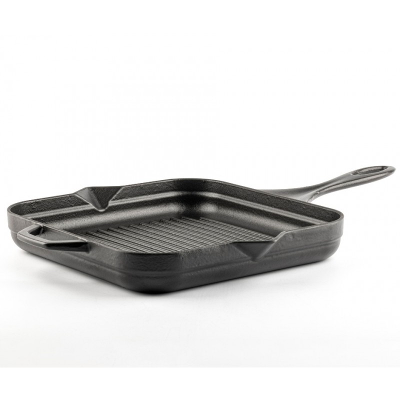 Enameled cast iron grill pan Hosse, Black Onyx, 28x28cm - Cast iron pan