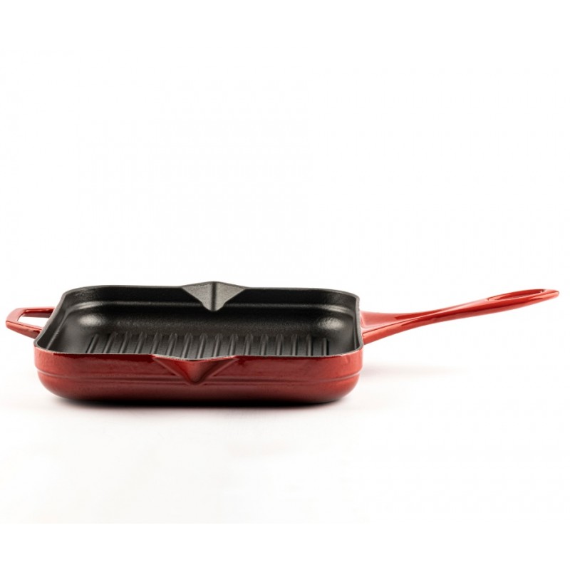 Enameled cast iron grill pan Hosse, Rubin, 28x28cm | Cast iron grill pan | Cast iron pan |