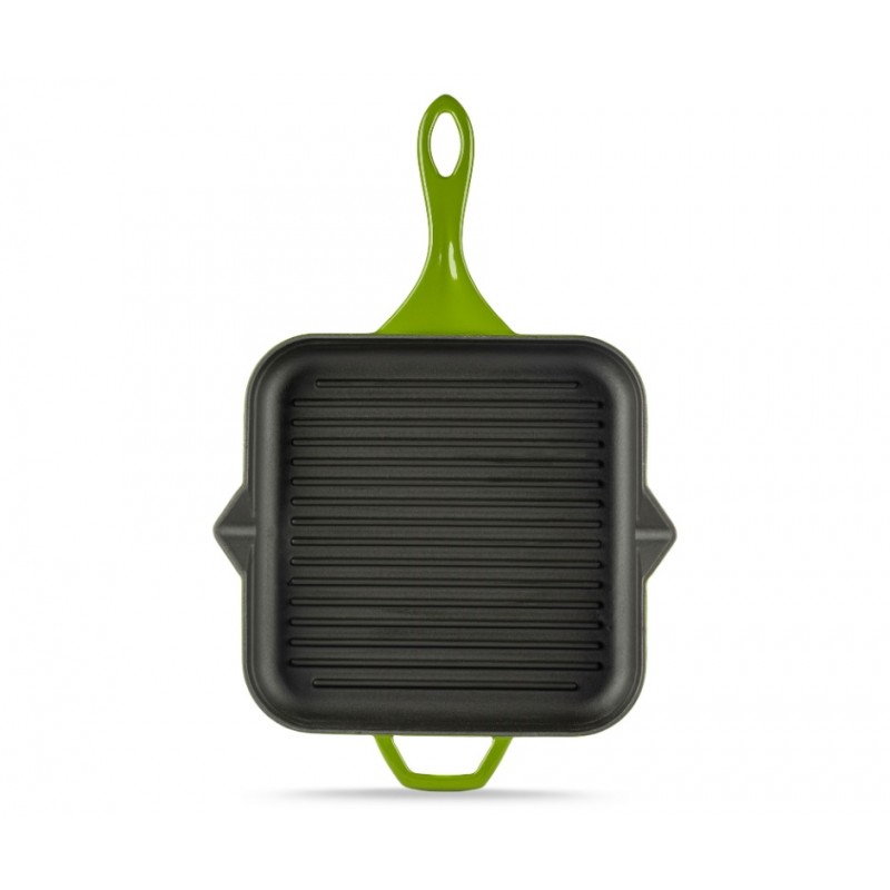 Enameled Cast iron grill pan Hosse, Bamboo, 28x28cm - Cast iron pan