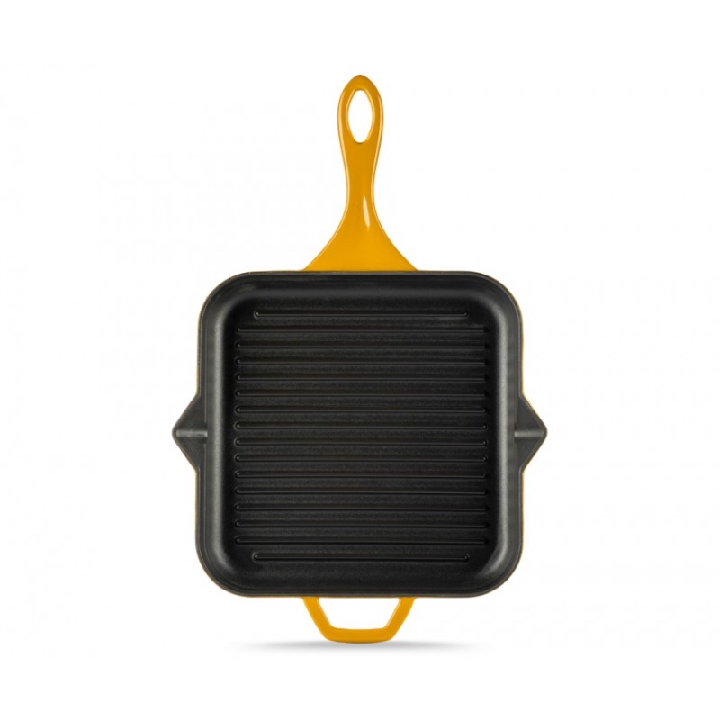 Enameled cast iron grill pan Hosse, Dijon, 28х28cm - Yellow cast iron cookware