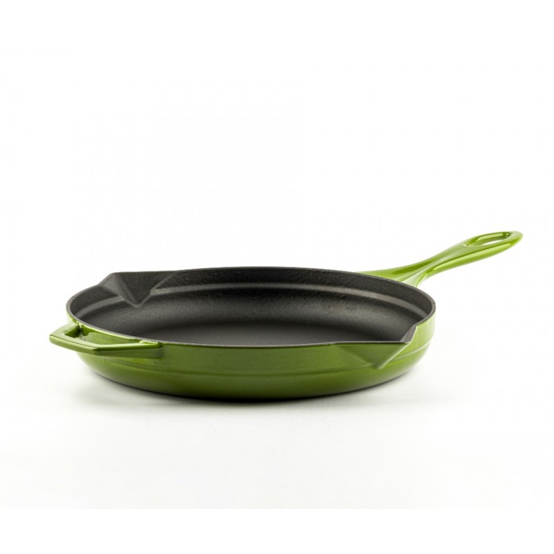 Enameled cast iron pan Hosse, Bamboo, Ф24cm - Green cast iron cookware