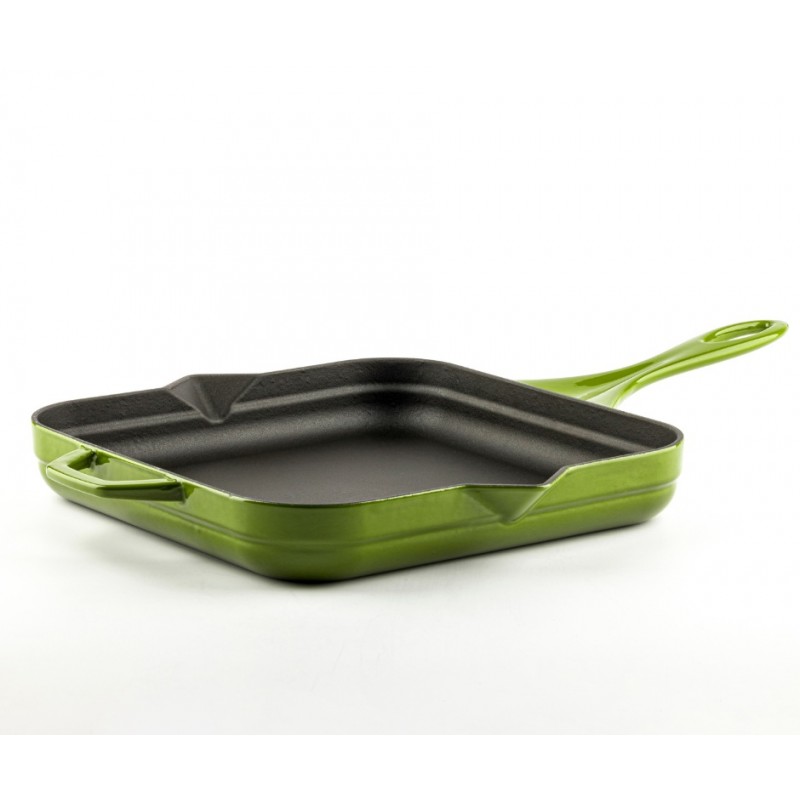 Enameled cast iron pan Hosse, Bamboo, 28x28cm - Green cast iron cookware