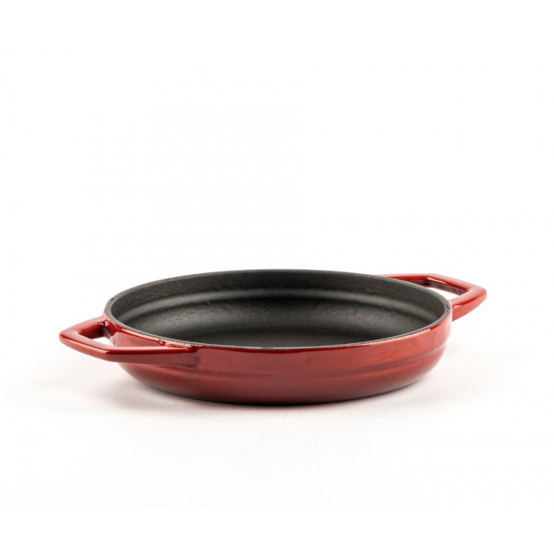 Enameled cast iron pan with two handles Hosse, Rubin, Ф16cm - Red cast iron cookware