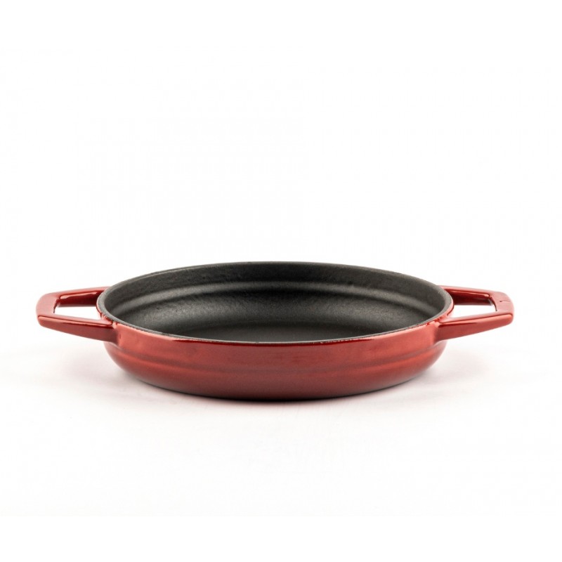 Enameled cast iron pan with two handles Hosse Hosse, Rubin, Ф19cm - Red cast iron cookware