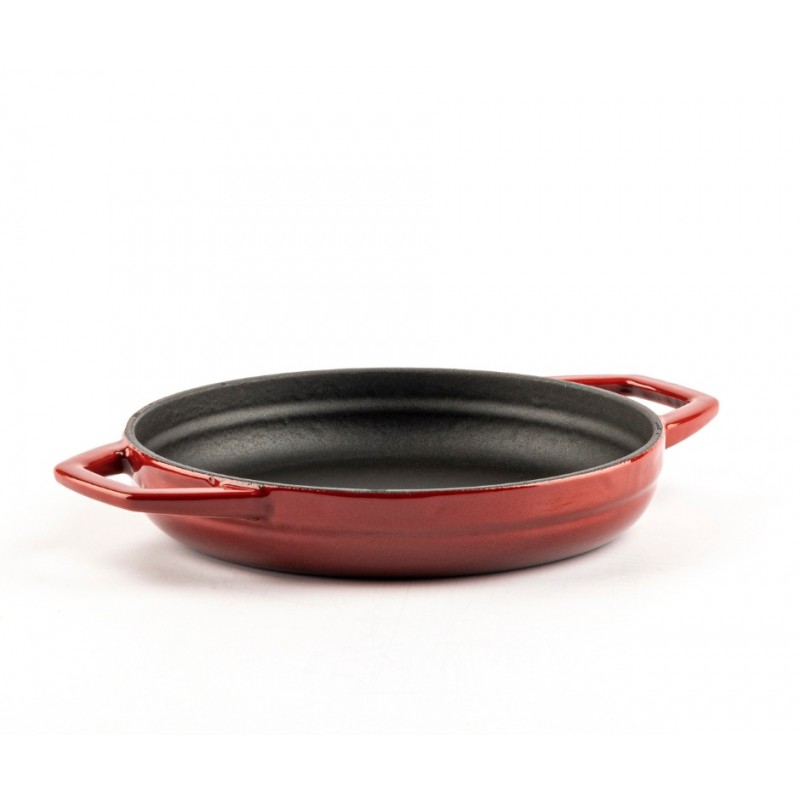 Enameled cast iron pan with two handles Hosse Hosse, Rubin, Ф19cm - Red cast iron cookware