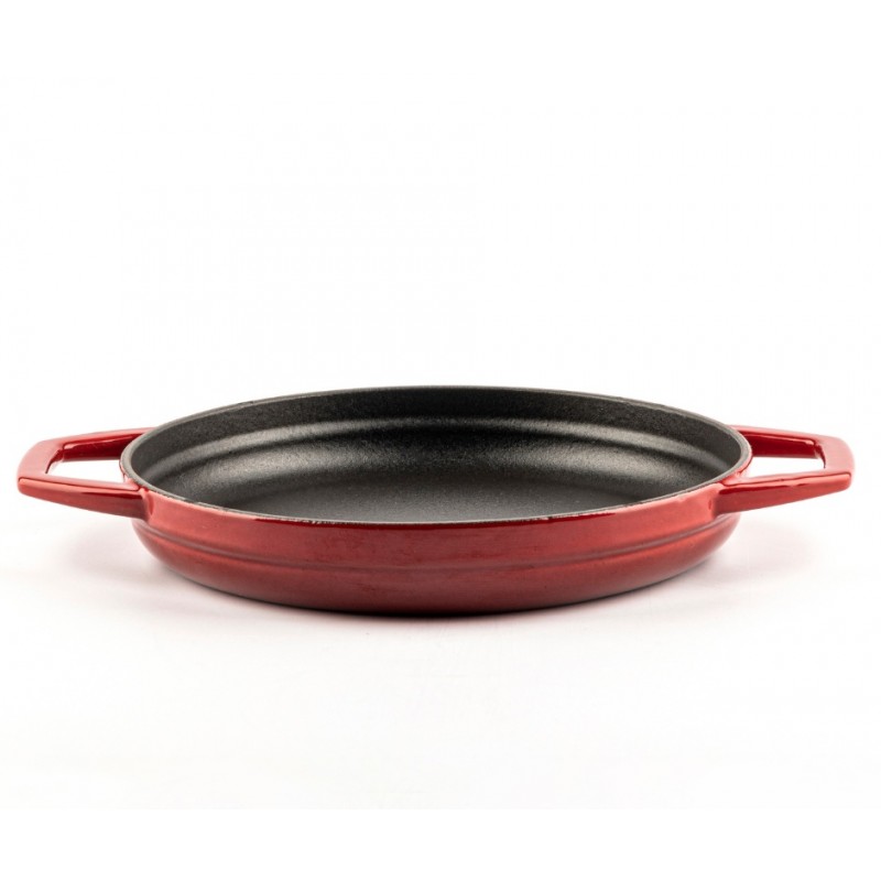 Enameled cast iron pan with two handles Hosse, Rubin, Ф22cm - Red cast iron cookware