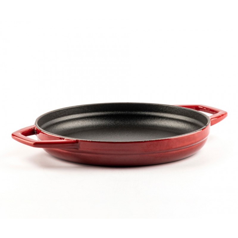 Enameled cast iron pan with two handles Hosse, Rubin, Ф22cm - Red cast iron cookware