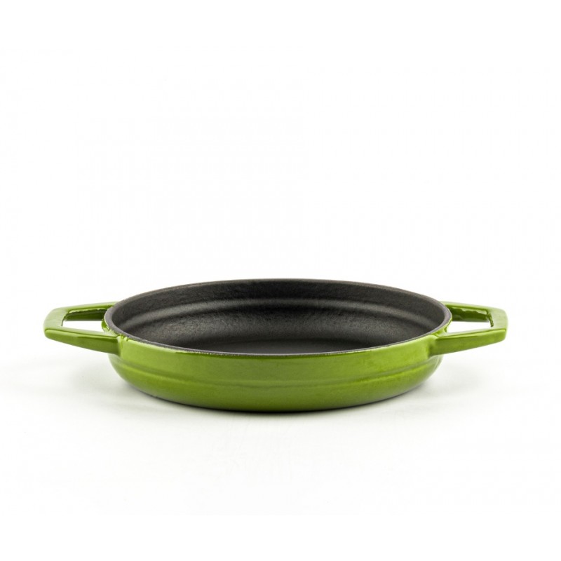 Enameled cast iron pan with two handles Hosse, Bamboo, Ф16cm - Green cast iron cookware