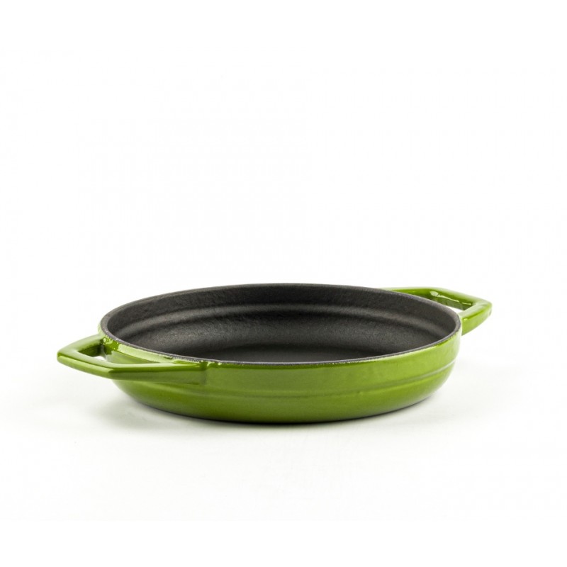 Enameled cast iron pan with two handles Hosse, Bamboo, Ф16cm - Flat cast iron pan
