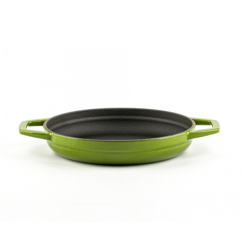 Enameled cast iron pan with two handles Hosse, Bamboo, Ф19cm - Flat cast iron pan