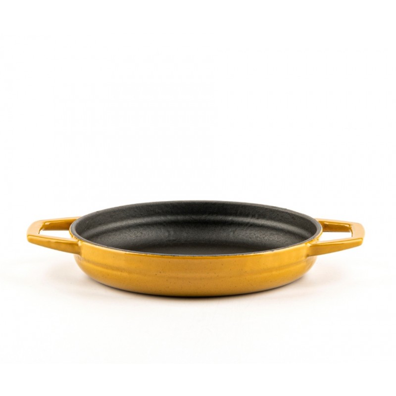 Enameled cast iron pan with two handles Hosse, Dijon, Ф16cm - Yellow cast iron cookware