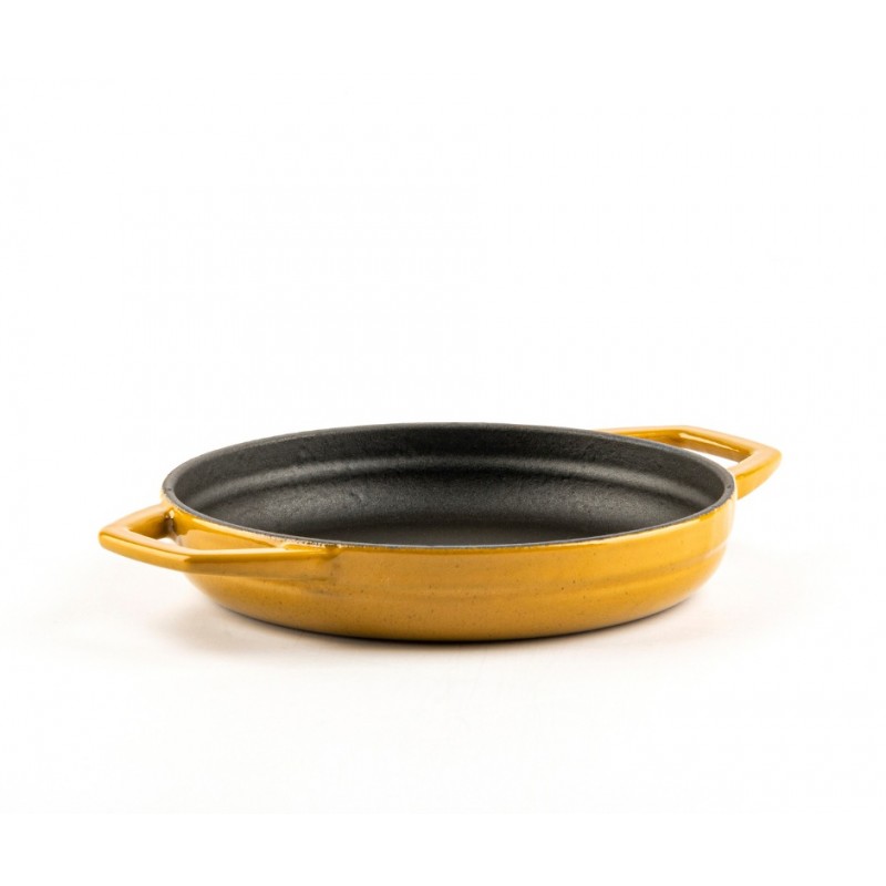 Enameled cast iron pan with two handles Hosse, Dijon, Ф16cm - Yellow cast iron cookware