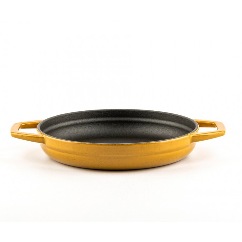 Enameled cast iron pan with two handles Hosse, Dijon, Ф19cm - Yellow cast iron cookware