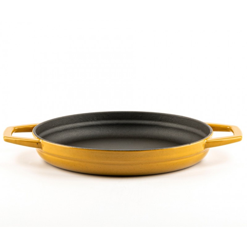 Enameled cast iron pan with two handles Hosse, Dijon, Ф22cm - Yellow cast iron cookware