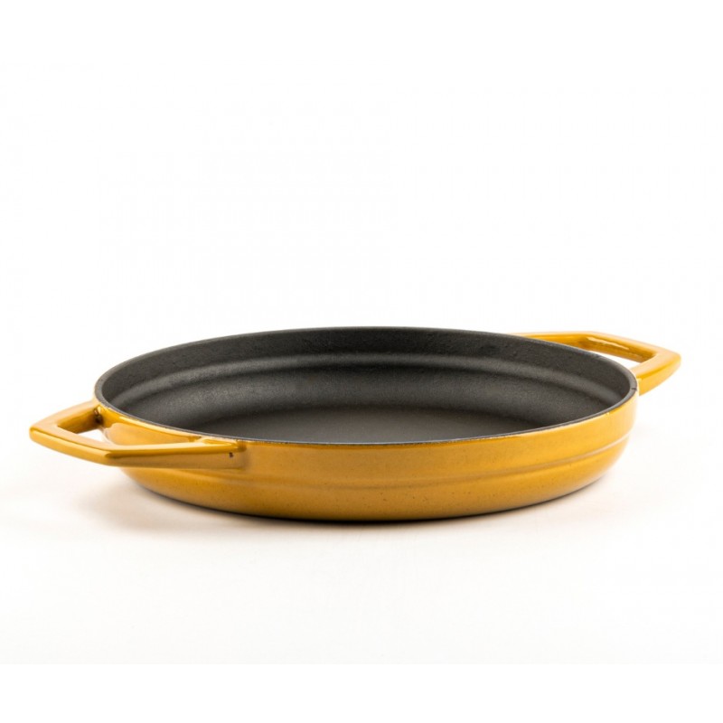 Enameled cast iron pan with two handles Hosse, Dijon, Ф22cm - Yellow cast iron cookware