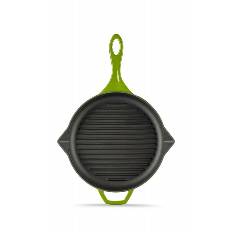 Enameled cast iron grill pan Hosse, Bamboo, Ф24cm - Cast iron grill pan