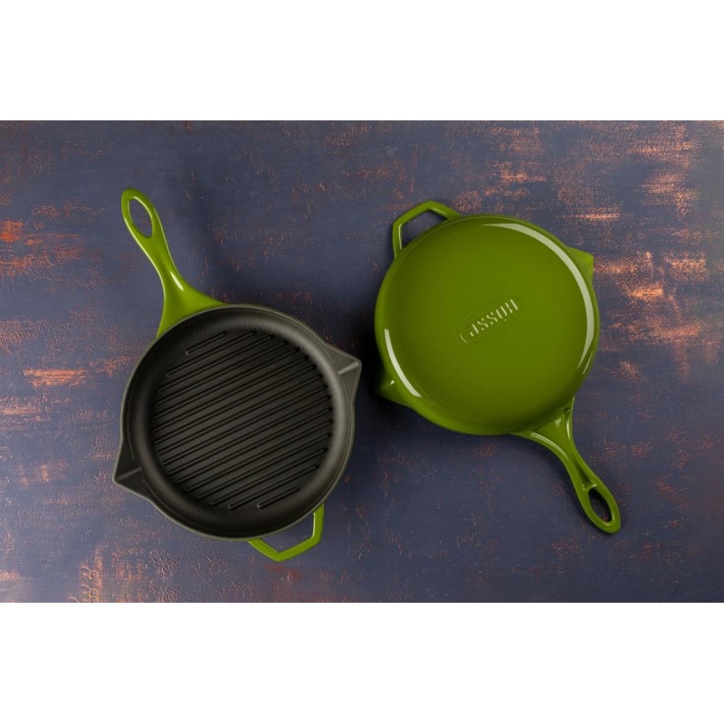 Enameled Cast iron grill pan Hosse, Bamboo, Ф28cm | Cast iron grill pan | Cast iron pan |