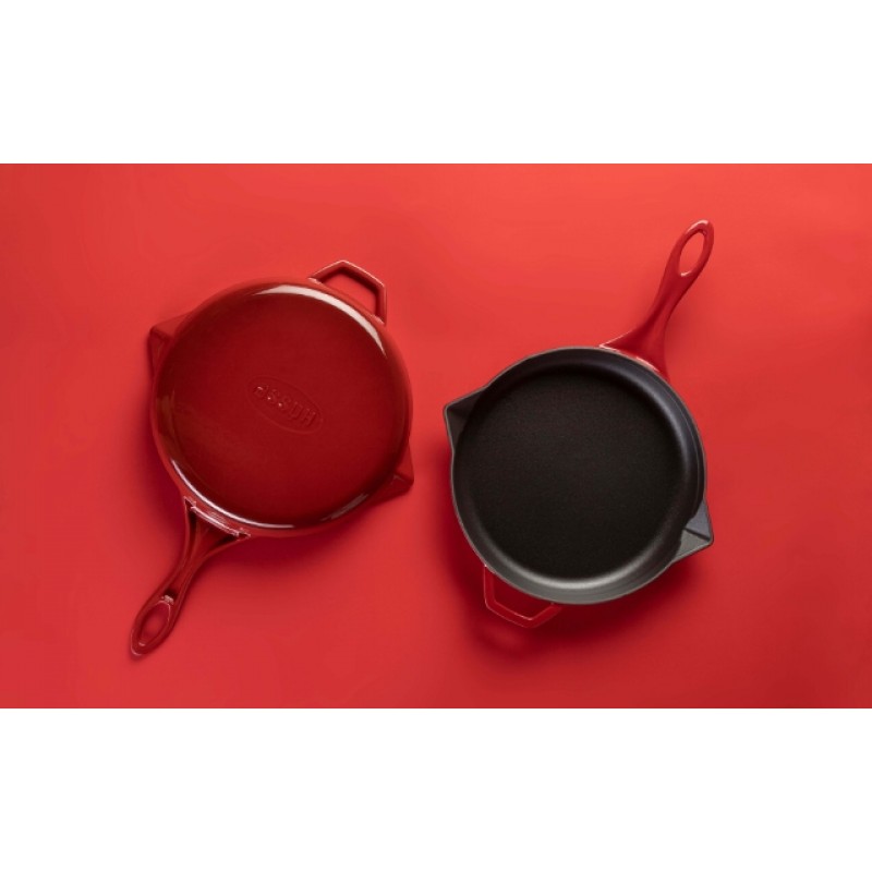 Enameled cast iron pan Hosse, Rubin, Ф28cm | Flat cast iron pan | Cast iron pan |