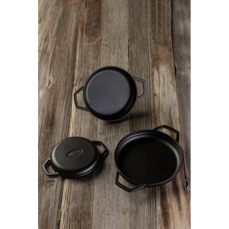 Enameled cast iron pan with two handles Hosse, Black Onyx, Ф19cm | Flat cast iron pan | Cast iron pan |