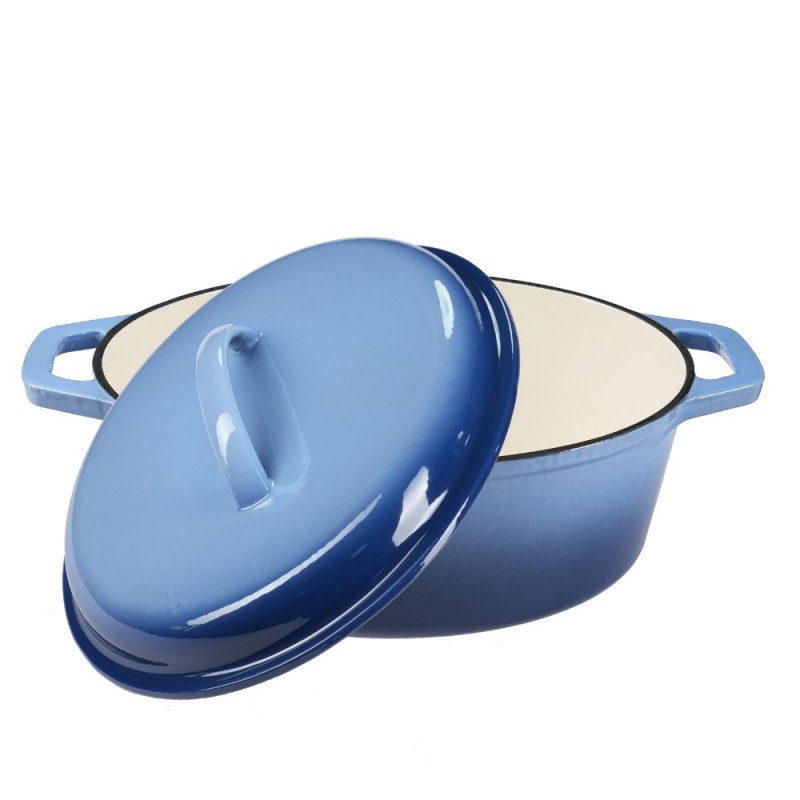 Enameled cast iron pot, Blue, oval, 33x27см - Cast iron pot