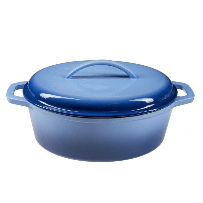 Enameled cast iron pot, Blue, oval, 33x27см - Cast iron pot
